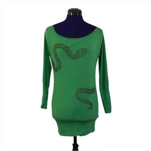 Arden B Green Gold Snake Sparkle Top